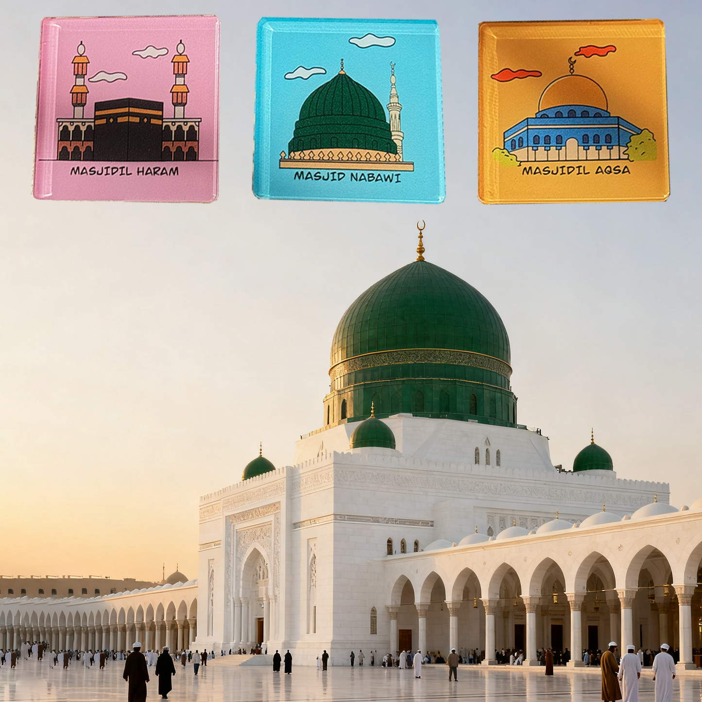 3PCS Mosque Fridge magnets
