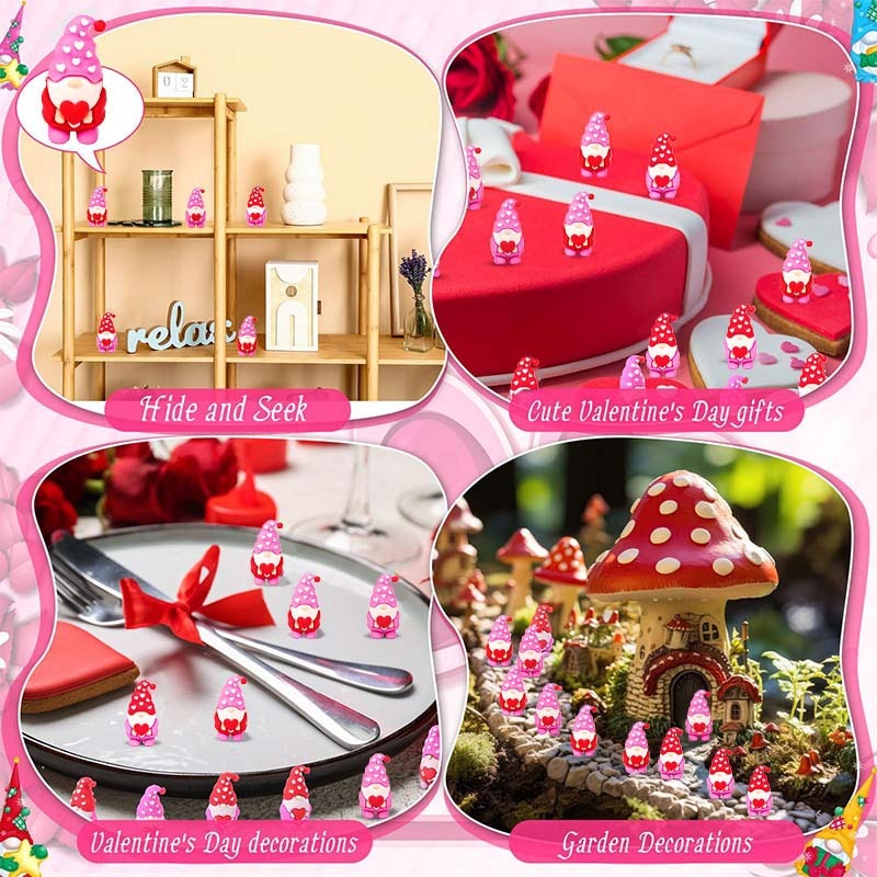 25 Pcs Mini Valentines Gnomes Figurines