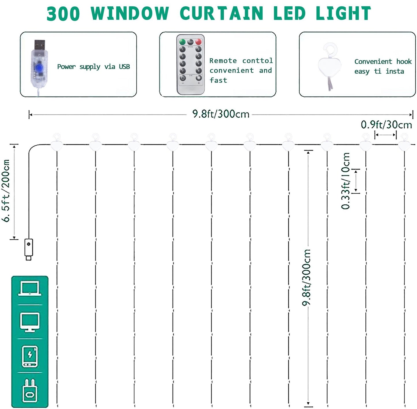 Window Curtain String Lights
