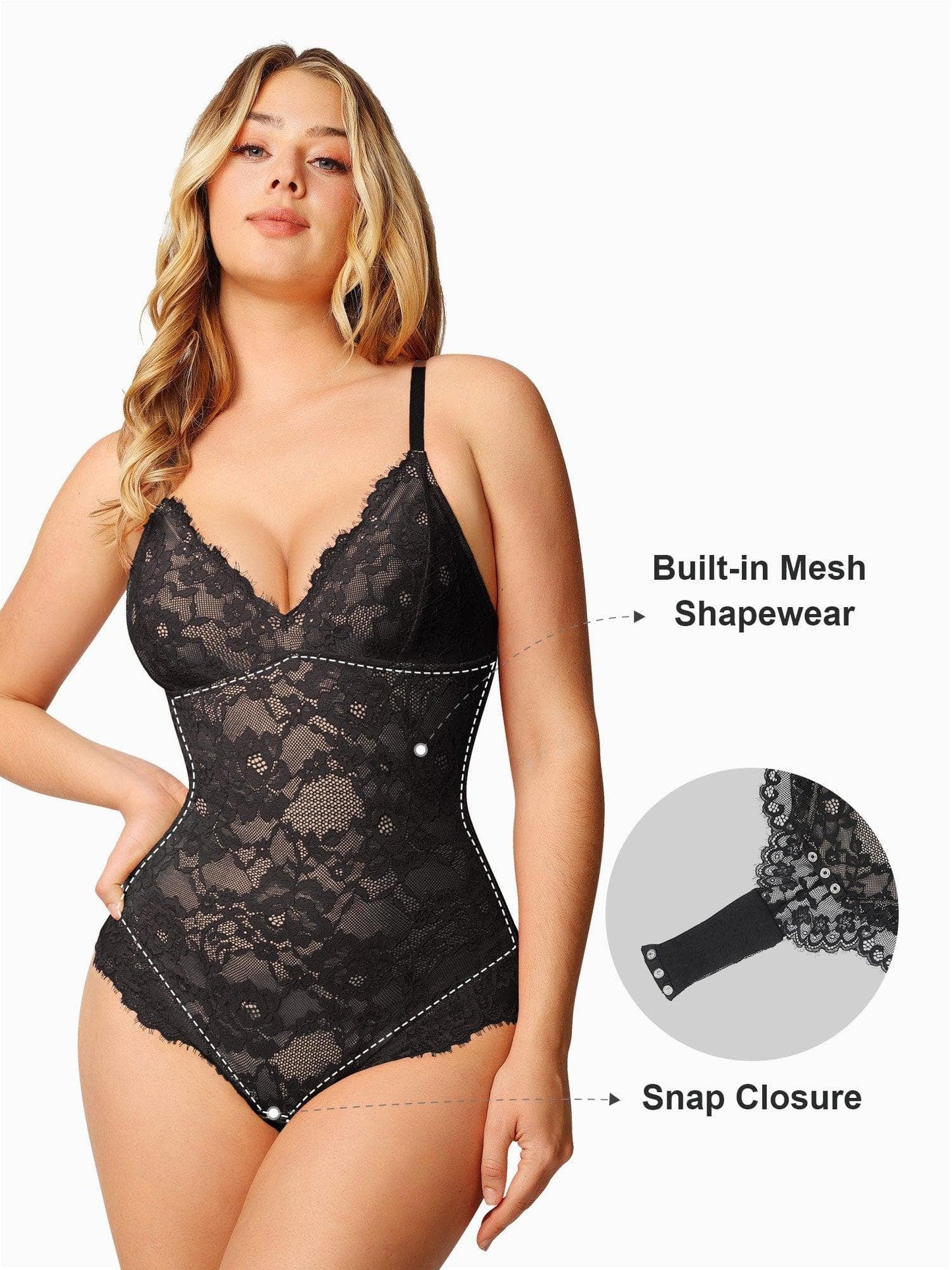 🔥Black Friday Frenzy 40% OFF - V Neck Lace Shapewear Bodysuit🩱