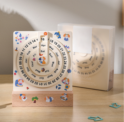 Wooden Circular Perpetual Calendar With DIY Stickers