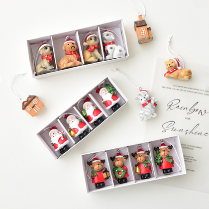4PCS Mini Resin Christmas Tree Pendant