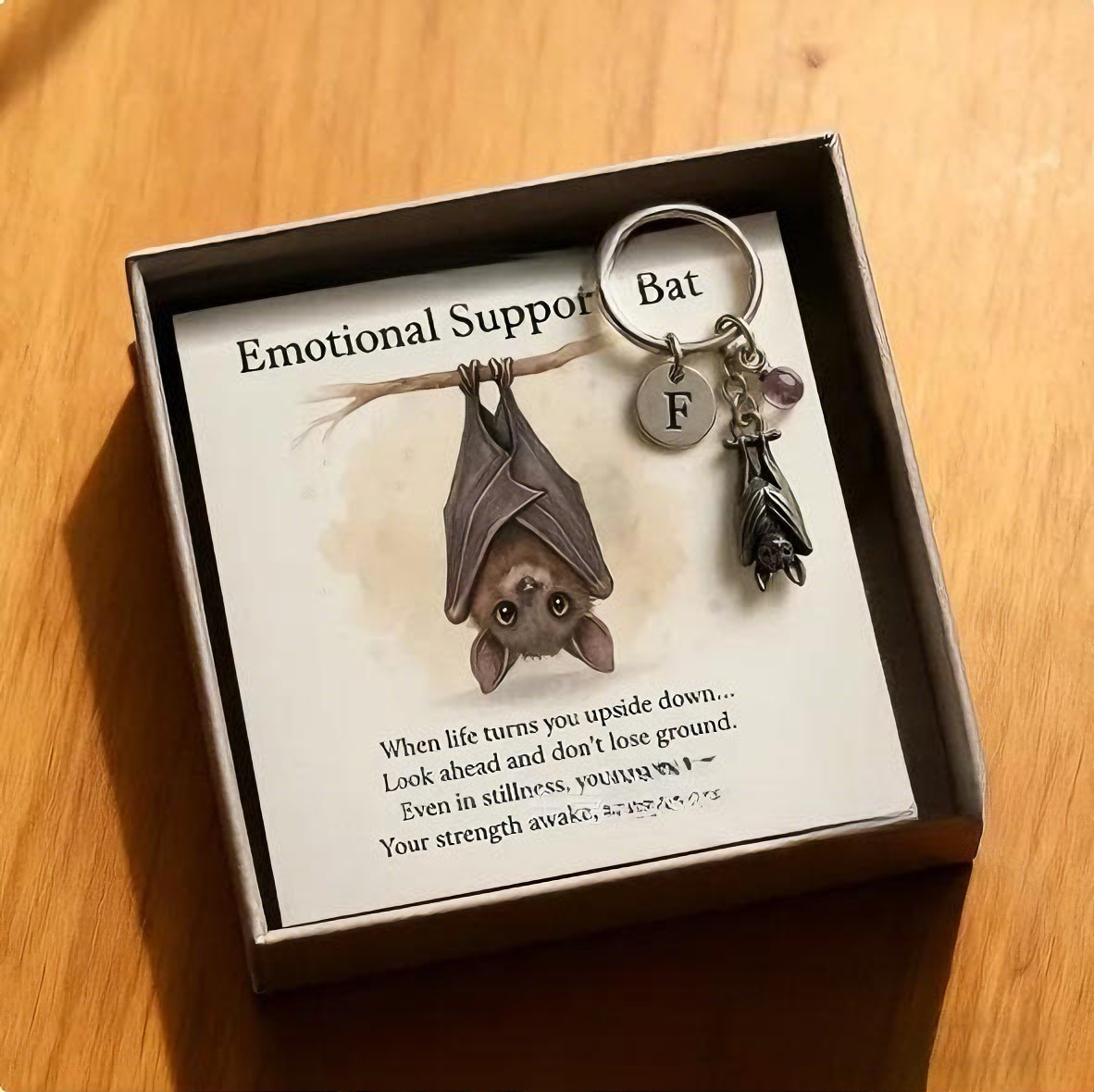 Emotional Support Bat Inspirational Keychain