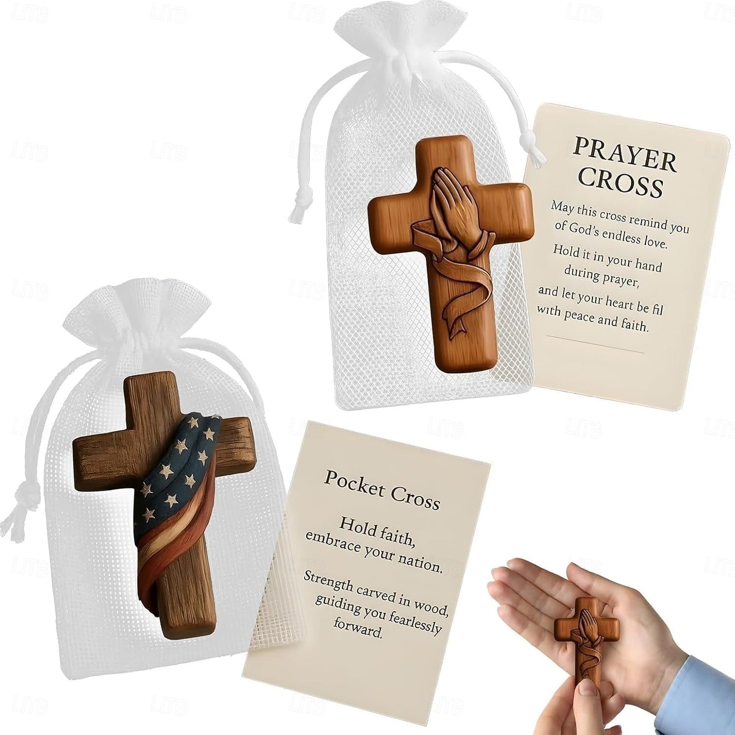 Wooden Cross With Prayer Card