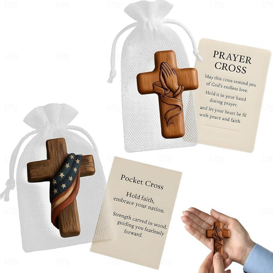 Wooden Cross With Prayer Card