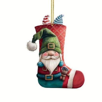 Acrylic Santa Claus Pendant Hanging Ornament for Christmas Trees