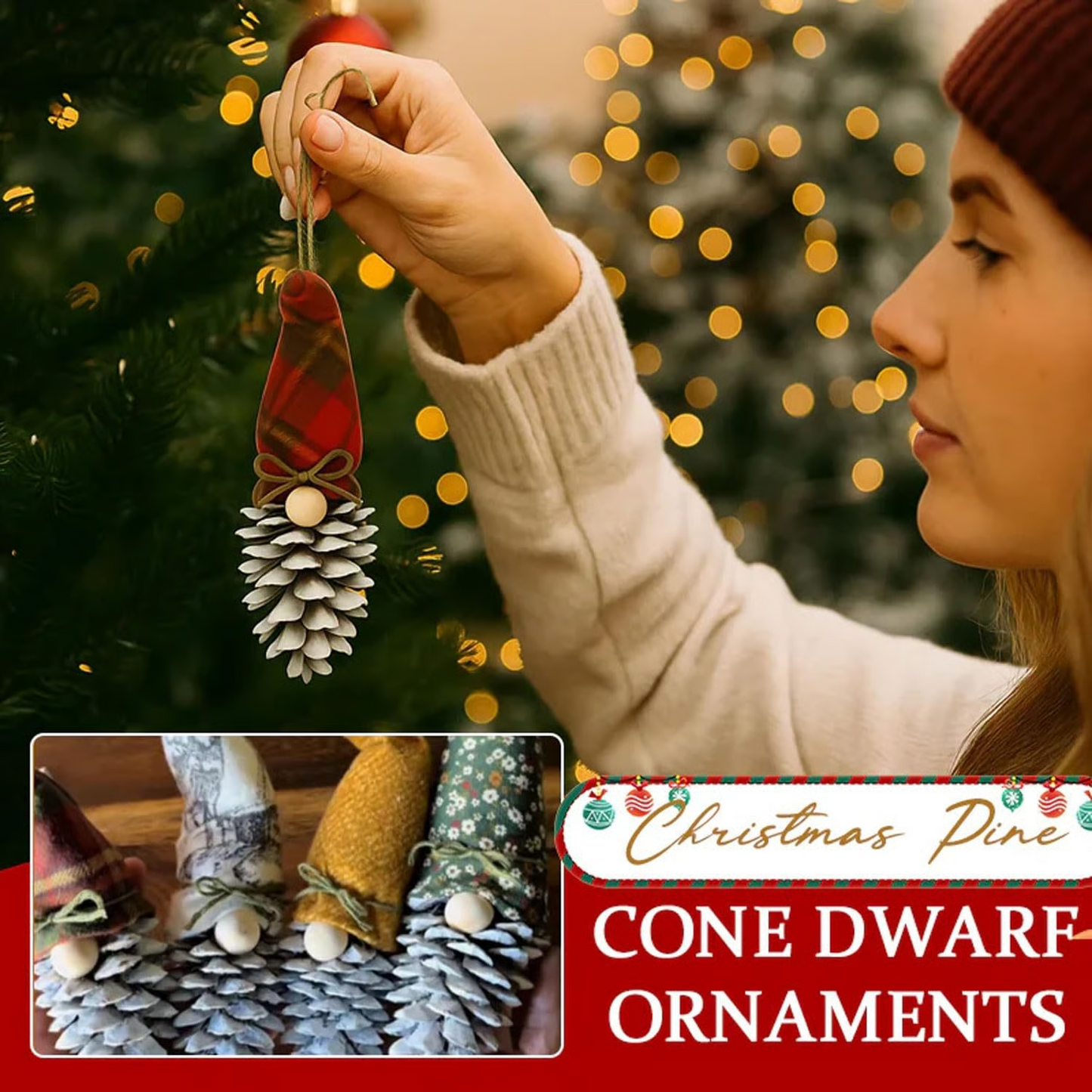 Christmas Pinecone Gnome Ornaments