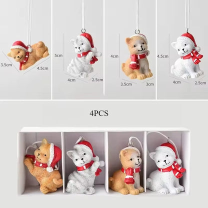 4PCS Mini Resin Christmas Tree Pendant