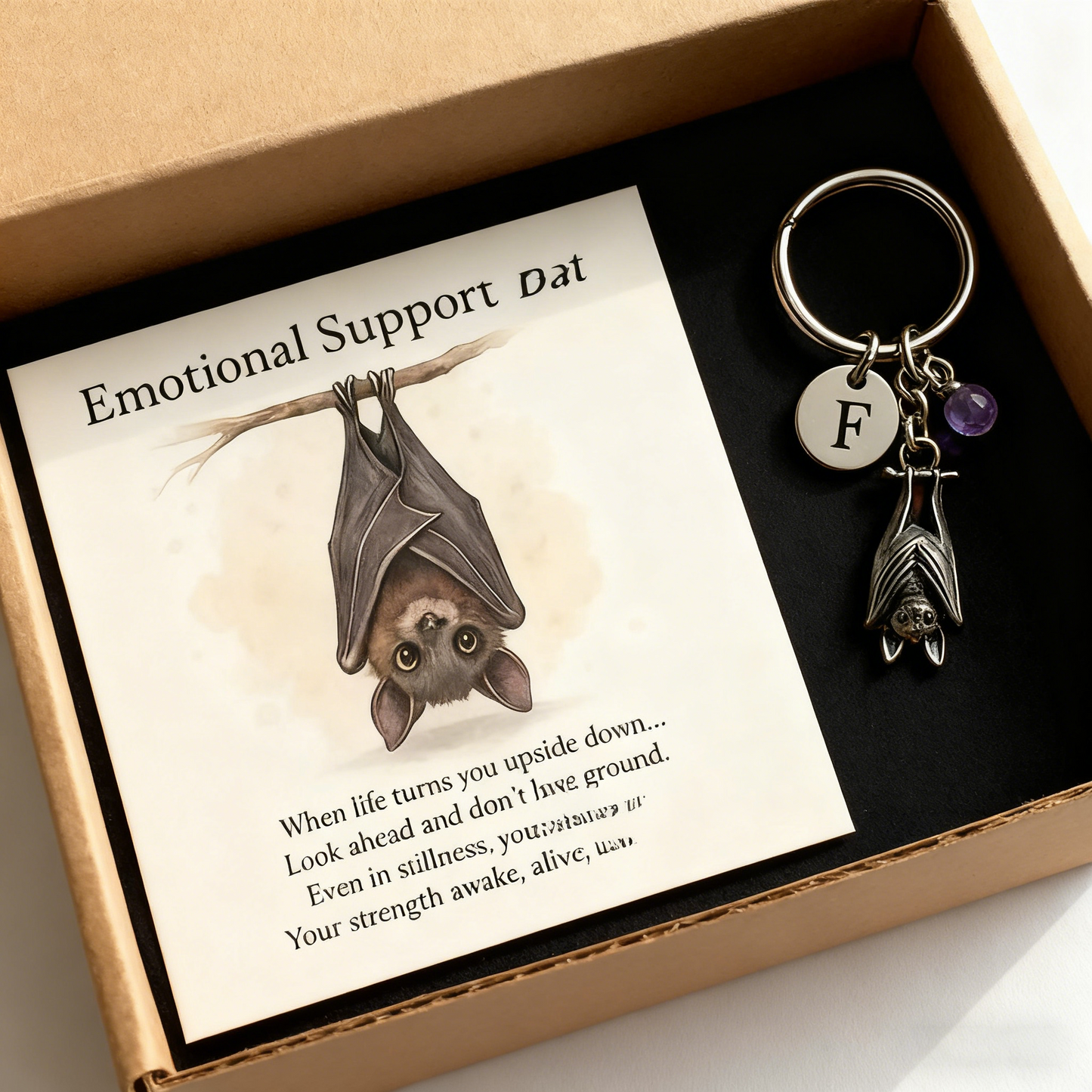 Emotional Support Bat Inspirational Keychain