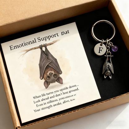 Emotional Support Bat Inspirational Keychain