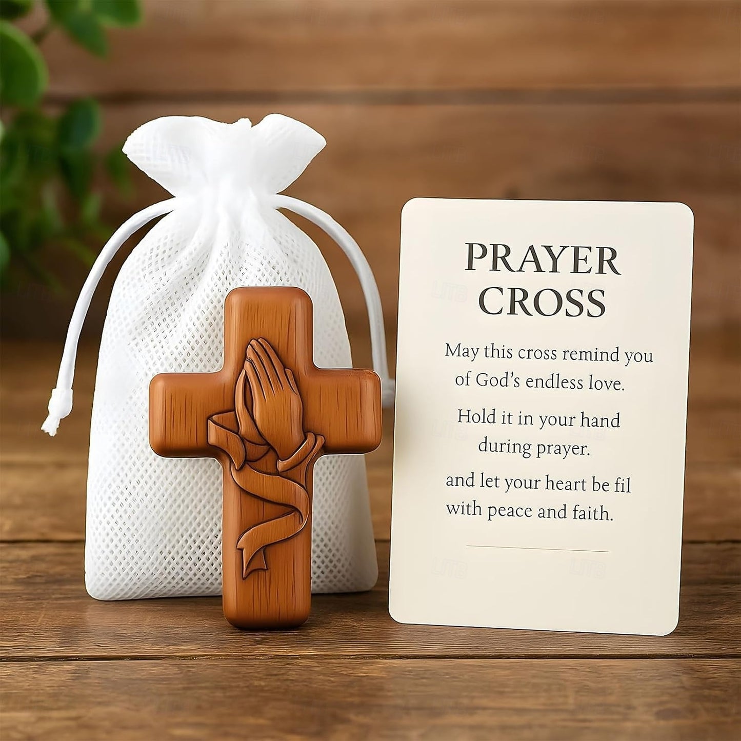 Wooden Cross With Prayer Card