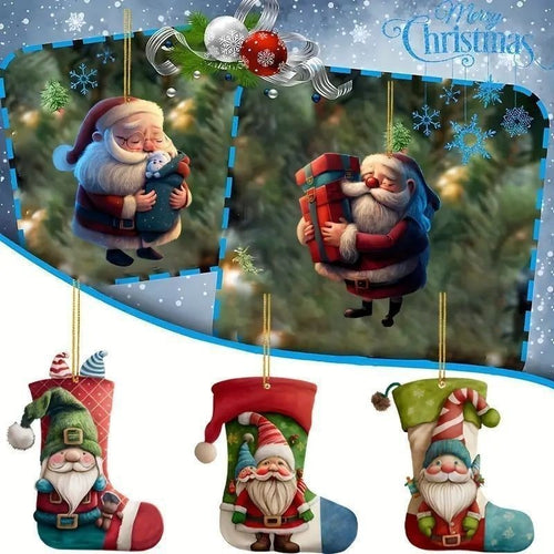 Acrylic Santa Claus Pendant Hanging Ornament for Christmas Trees