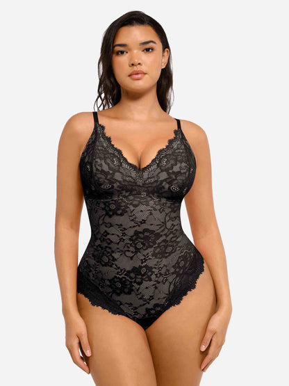 🔥Black Friday Frenzy 40% OFF - V Neck Lace Shapewear Bodysuit🩱
