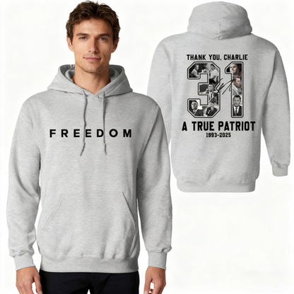 Justice for Charlie Kirk Freedom Hoodie