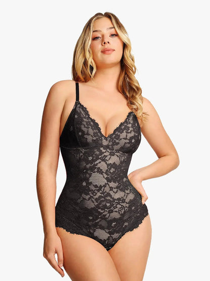 🔥Black Friday Frenzy 40% OFF - V Neck Lace Shapewear Bodysuit🩱
