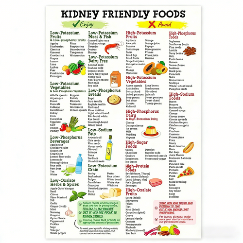 Kidney Health Poster: Low-Potassium Diet & Grocery Guide