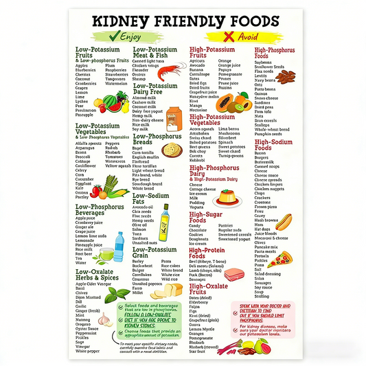 Kidney Health Poster: Low-Potassium Diet & Grocery Guide