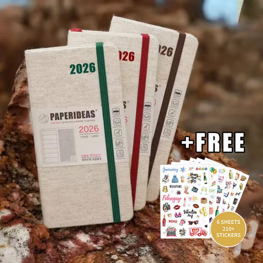 Linen Hardcover Weekly Planner With 210+ Exquisite Planner Stickers