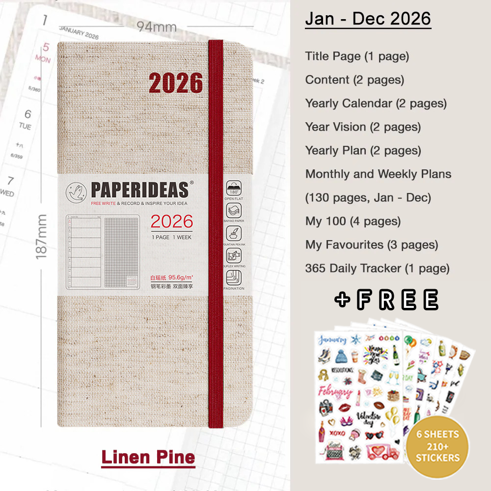 Linen Hardcover Weekly Planner With 210+ Exquisite Planner Stickers