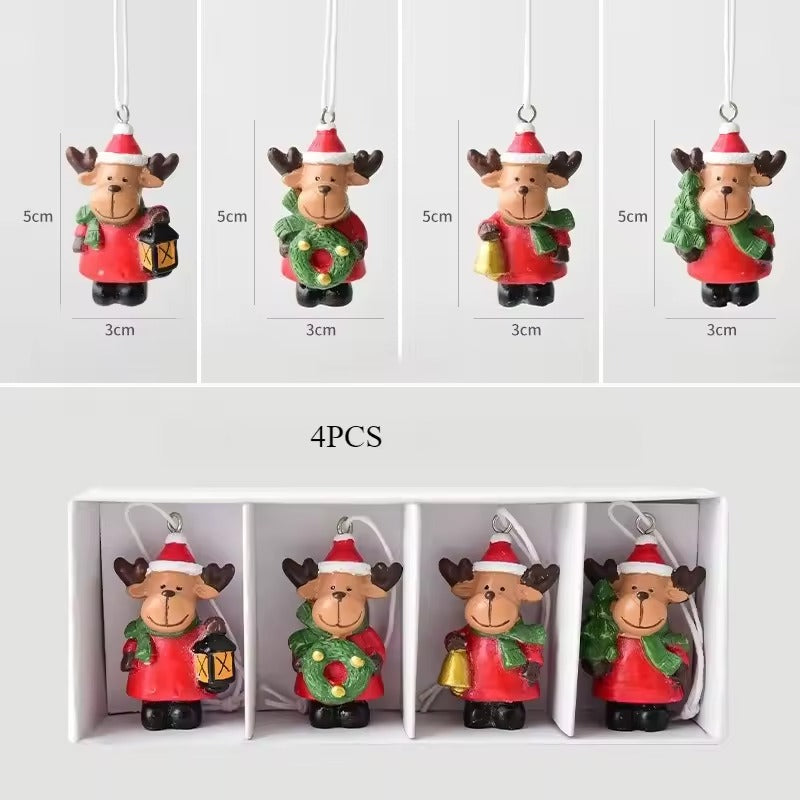 4PCS Mini Resin Christmas Tree Pendant