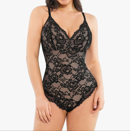 🔥Black Friday Frenzy 40% OFF - V Neck Lace Shapewear Bodysuit🩱