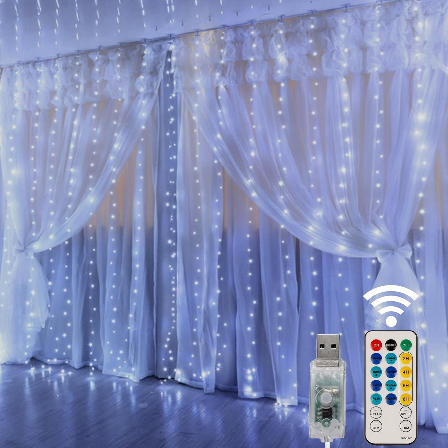 Window Curtain String Lights