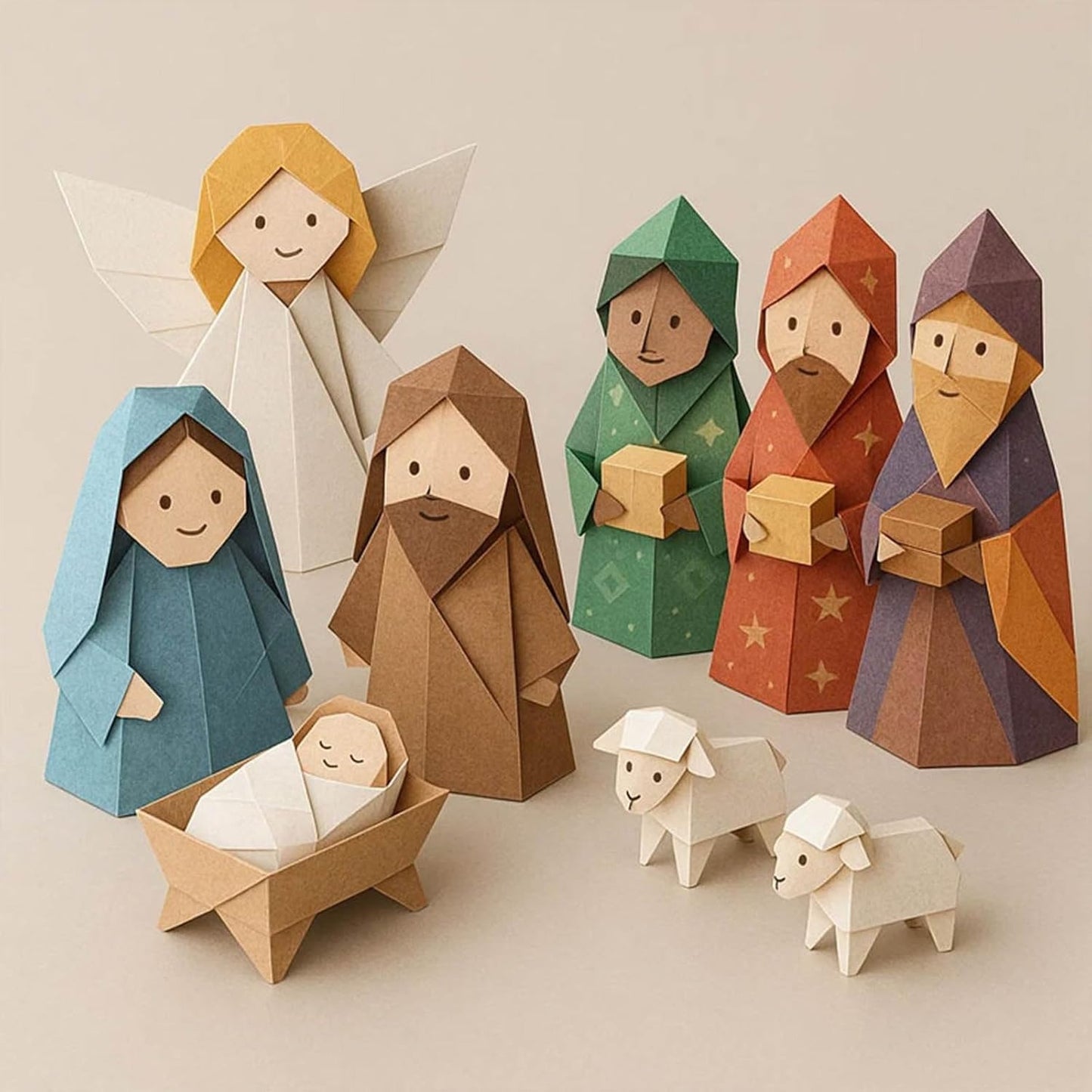 DIY Paper Nativity Scene Christmas Origami Craft Set