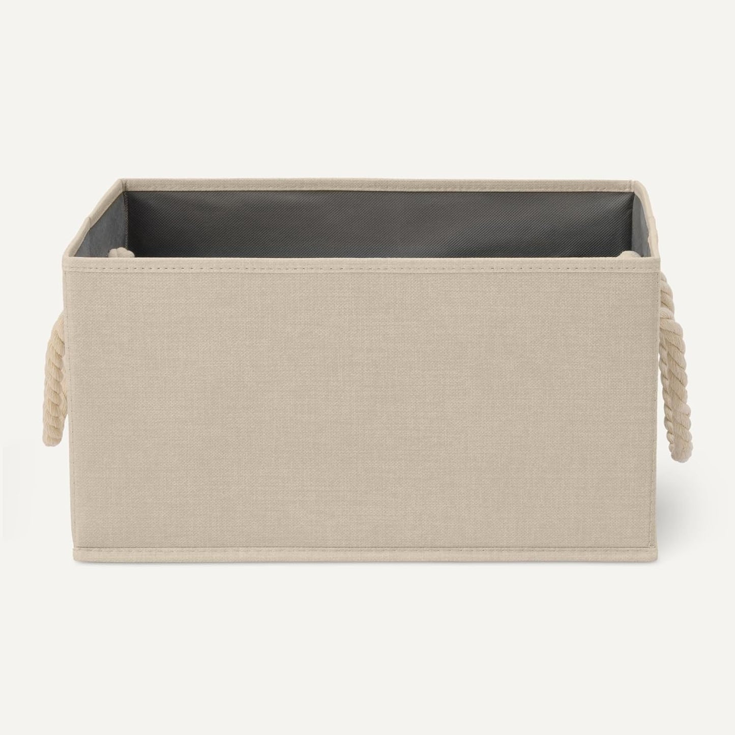 Natural Linen Rope-Handled Storage Bins (Set of 3)