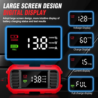 12V 2A Car Battery Charger Digital Display Smart Battery Charging