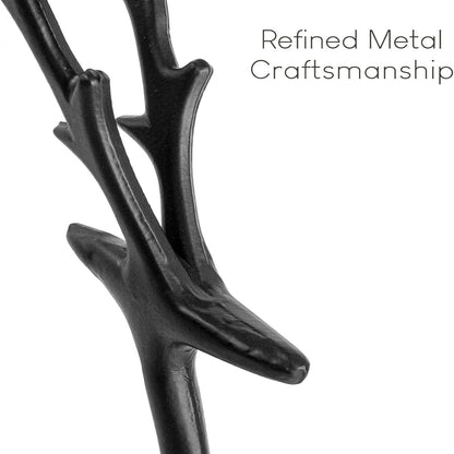 Christmas Decorations - Set of 2 Black Reindeer Statues