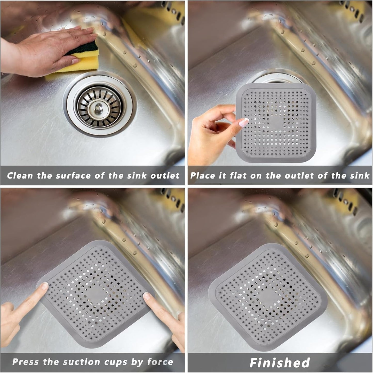 Silicone Shower Drain Hair Catcher with Sucker