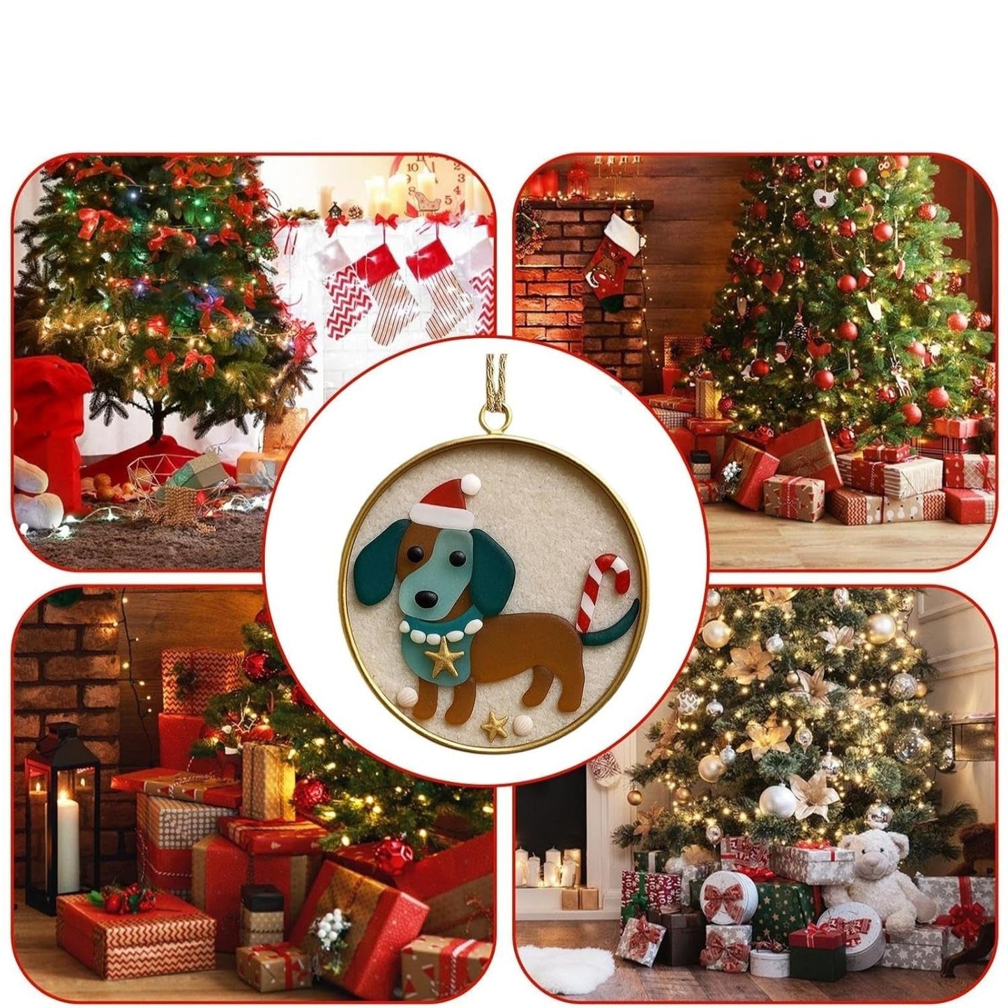 Round-Shaped Dog Christmas tree ornament