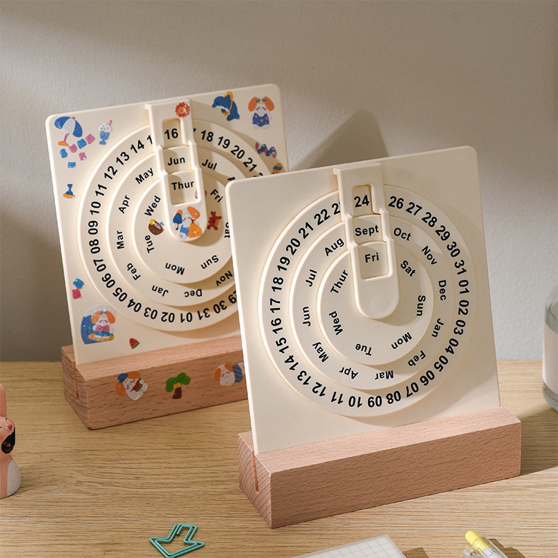 Wooden Circular Perpetual Calendar With DIY Stickers