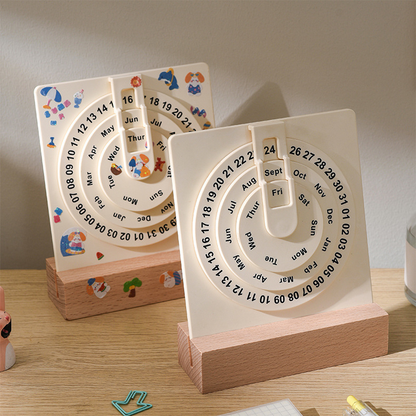 Wooden Circular Perpetual Calendar With DIY Stickers