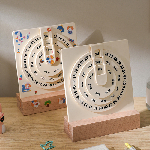 Wooden Circular Perpetual Calendar With DIY Stickers