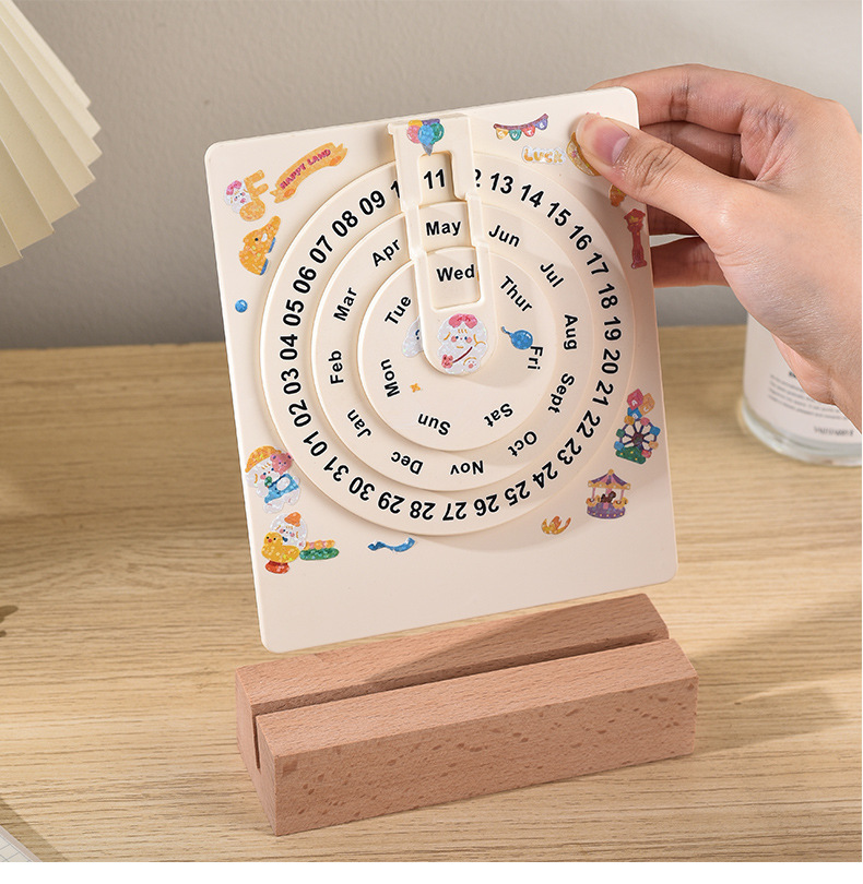Wooden Circular Perpetual Calendar With DIY Stickers
