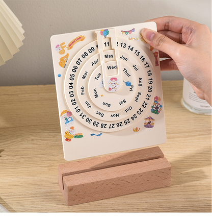 Wooden Circular Perpetual Calendar With DIY Stickers