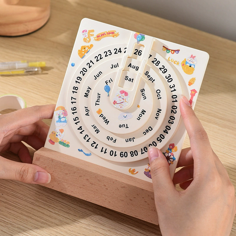 Wooden Circular Perpetual Calendar With DIY Stickers