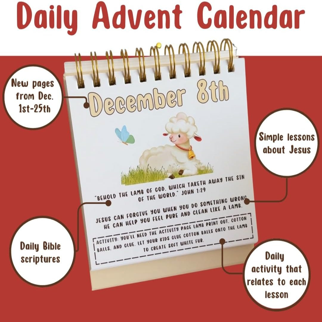 Christian Advent Calendar for Kids with Jesus Doll, Nativity Calendar & Activities