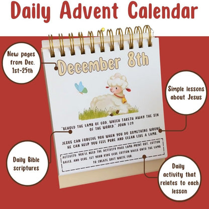 Christian Advent Calendar for Kids with Jesus Doll, Nativity Calendar & Activities