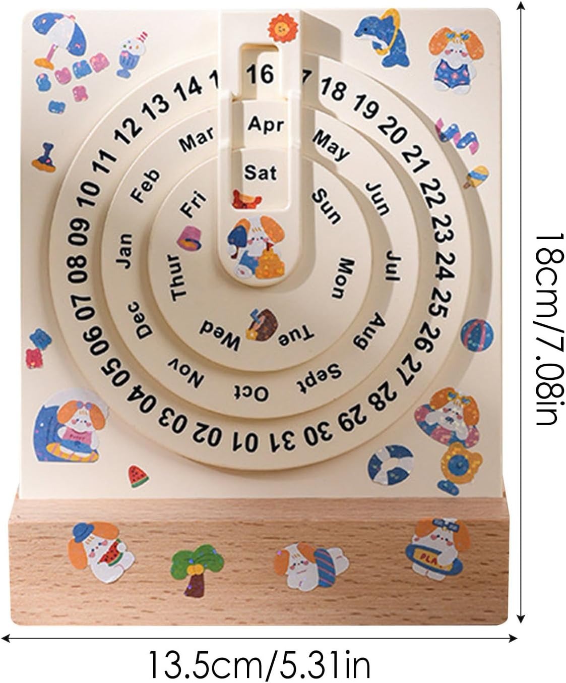 Wooden Circular Perpetual Calendar With DIY Stickers