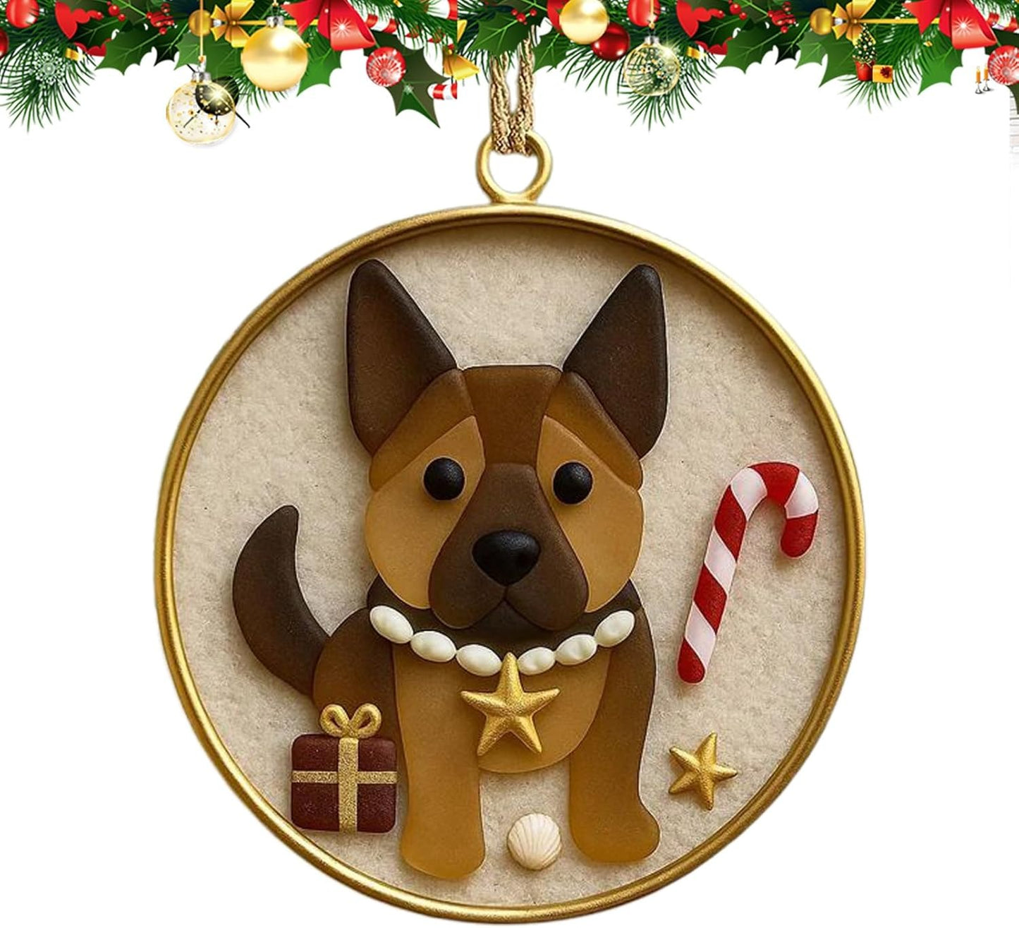 Round-Shaped Dog Christmas tree ornament