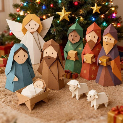 DIY Paper Nativity Scene Christmas Origami Craft Set