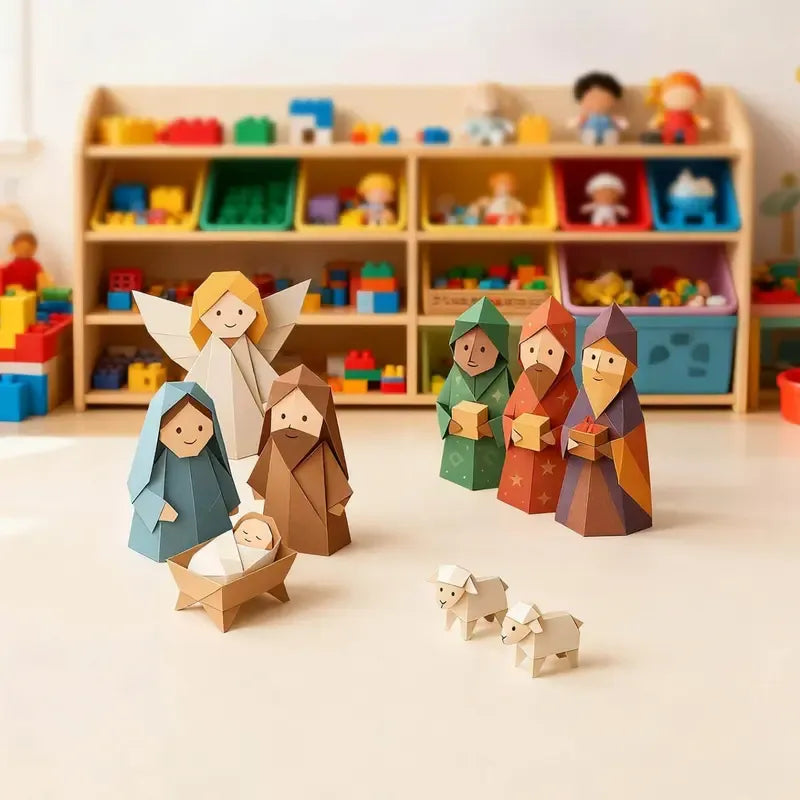 DIY Paper Nativity Scene Christmas Origami Craft Set