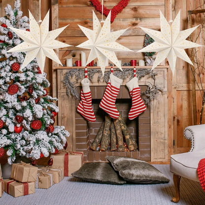 3 Pack Star Shape Paper Lantern with 3*Fairy Light Strings