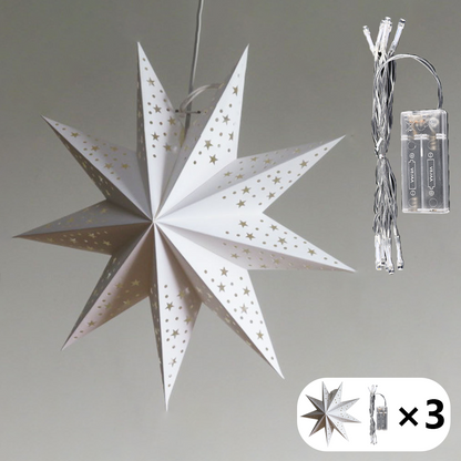 3 Pack Star Shape Paper Lantern with 3*Fairy Light Strings